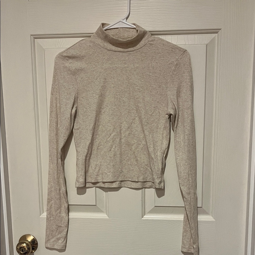 American Eagle Outfitters Beige Long Sleeve Top